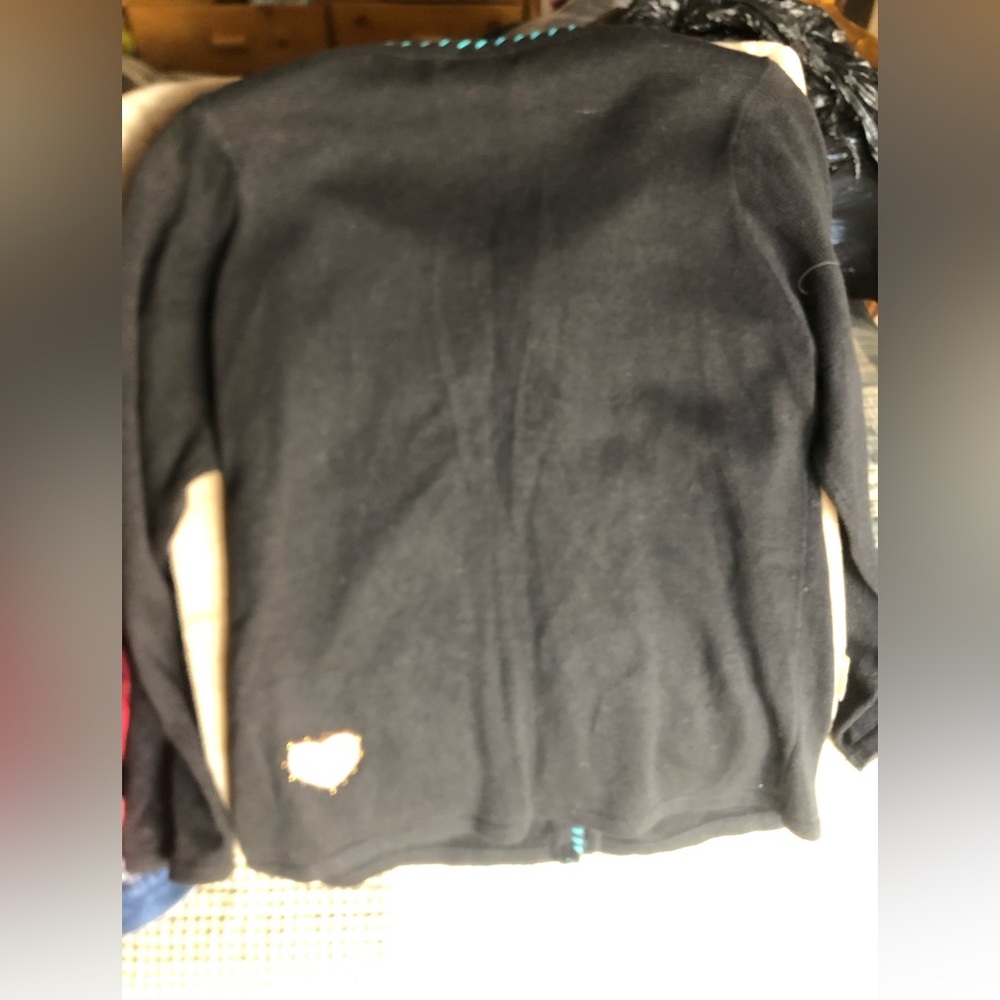 Susan Graver Black V-Neck Sweater with Colorful Embroidery - Picture 5 of 13